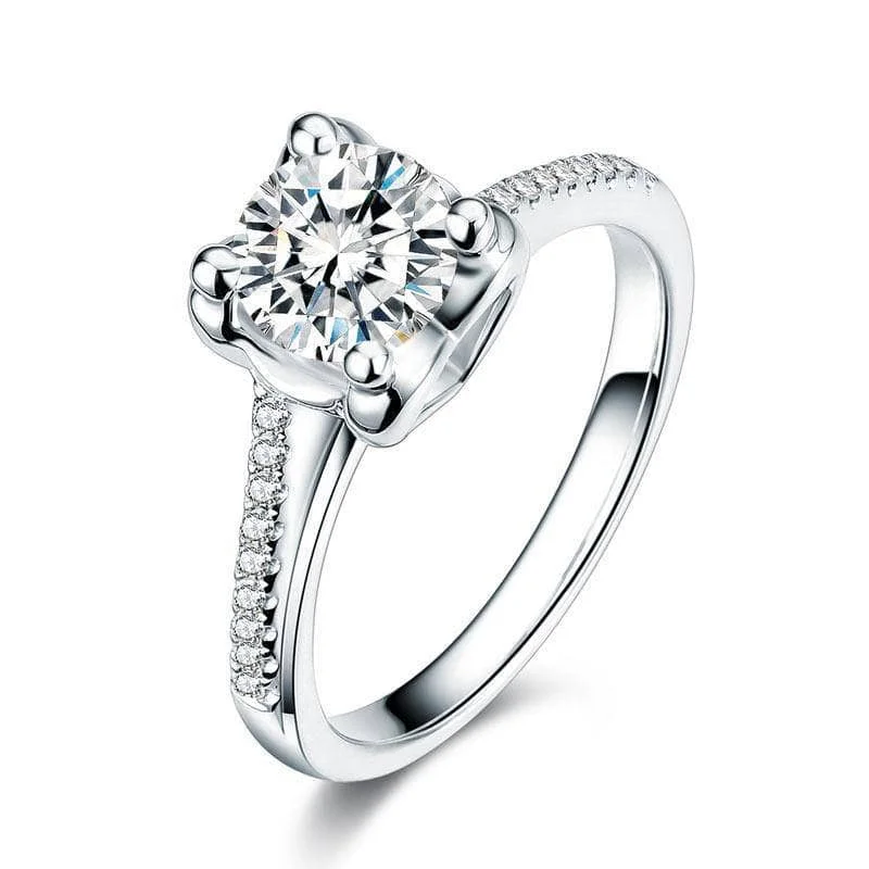 timeless engagement rings for women -stunning statement necklaces for women -14K White Gold 1ct Round Diamond Ring