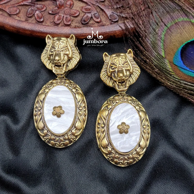 gold earrings for women -silver necklaces for women -Sabyasachi Inspired MOP AD Zircon Victorian Earring