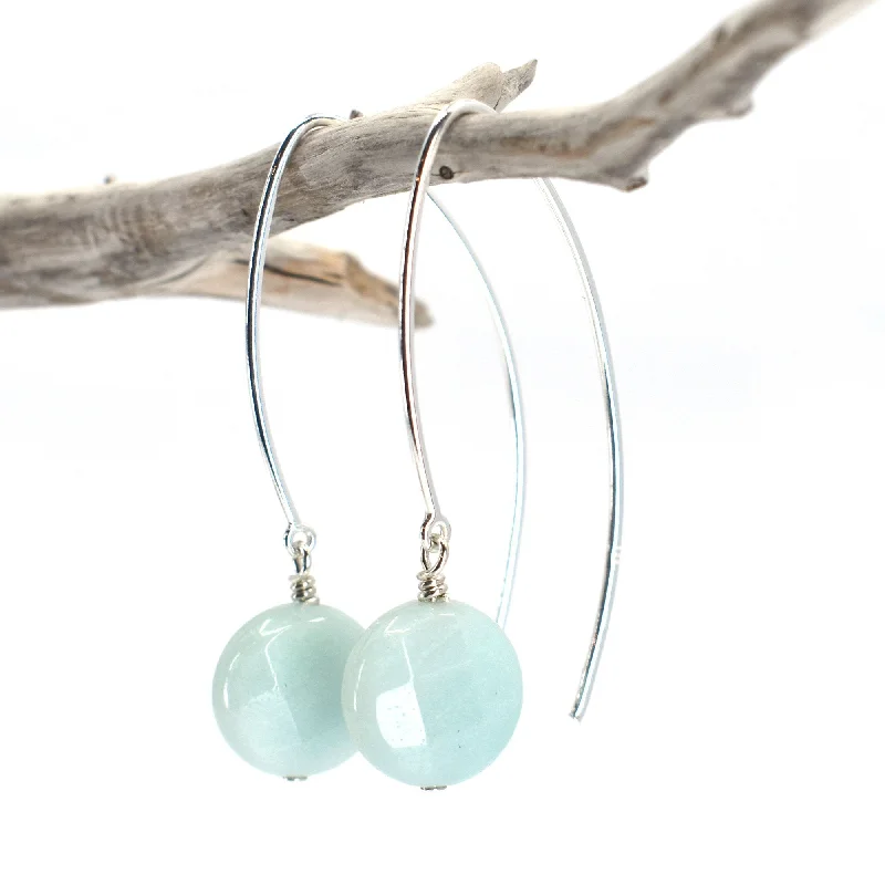 luxury drop earrings -stacked necklaces for women -Amazonite Wishbone Earrings