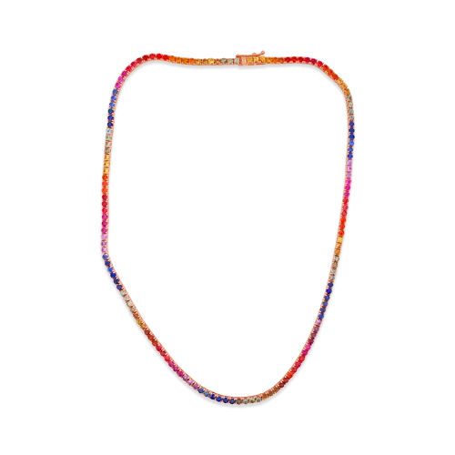 bohemian necklaces for women -bohemian necklaces for women -Rainbow Sapphire Necklace in Rose Gold