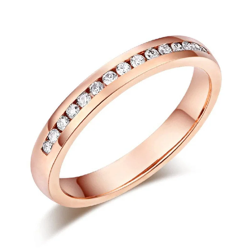 elegant engagement rings -statement pendant necklaces for women -14K Rose Gold Half Eternity Ring 0.17ct Natural Diamonds