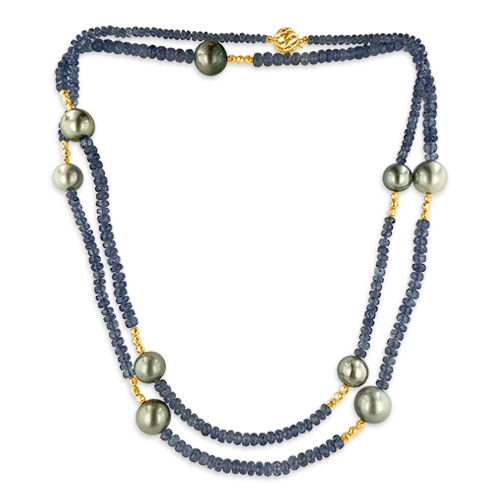 engagement necklaces for women -women’s engagement necklaces -Tahitian Pearl & Tanzanite Necklace