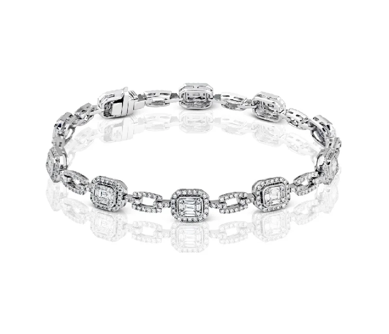 women’s tennis bracelets -sapphire necklaces for women -Mosaic Bracelet in 18k Gold with Diamonds