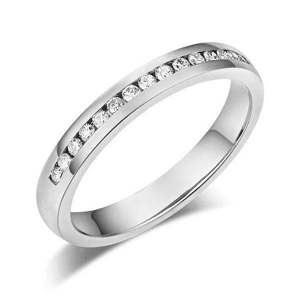 simple engagement rings for women -bohemian necklaces for women -14K Solid White Gold Half Eternity Ring 0.17ct Natural Diamonds