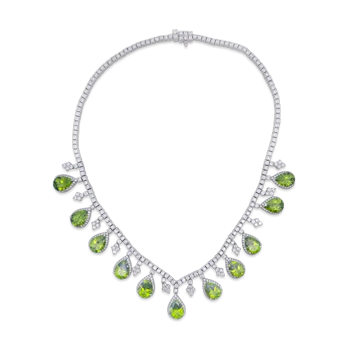 simple necklaces for women -simple necklaces for women -Peridot & Diamond Necklace