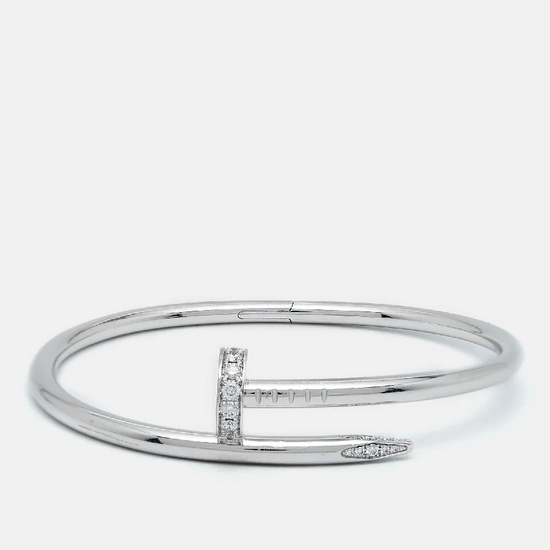 silver bangles for women -trendy necklaces for women -Cartier Juste Un Clou Diamonds 18K White Gold  Bracelet 16