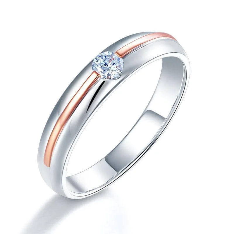 women’s diamond solitaire engagement rings -luxury necklaces for women -14K White & Rose Gold 2 Color Natural Diamond Ring