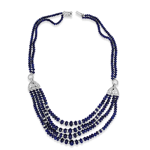 elegant heart-shaped necklaces for women -stunning statement necklaces for women -Sapphire Bead Cartier Estate Necklace