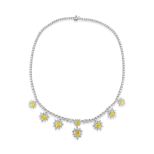 wedding day necklaces for women -elegant heart-shaped necklaces for women -Yellow & White Diamond Necklace