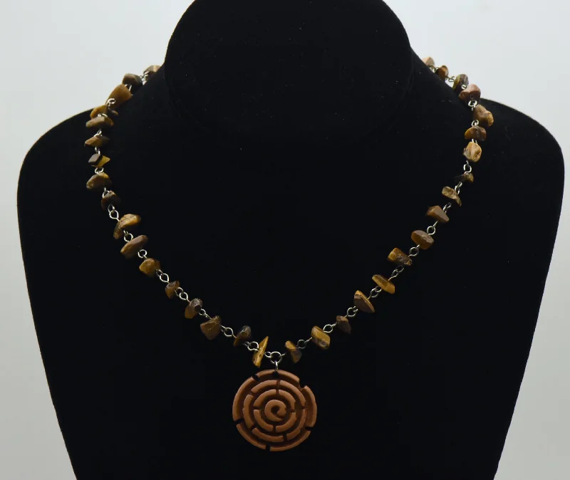 gold necklaces for women -gold necklaces for women -Tiger's Eye Bead Station Necklace