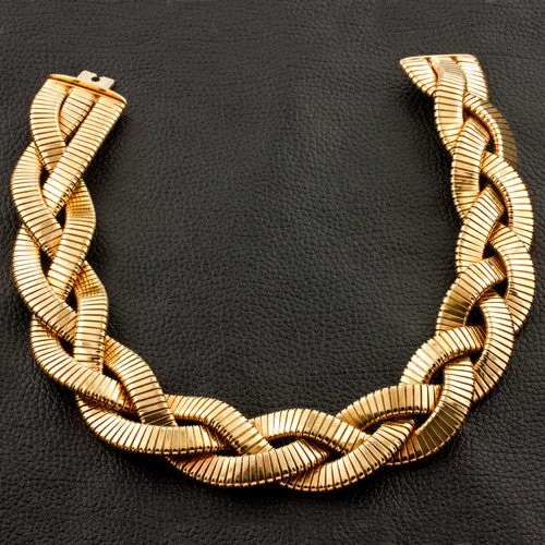 stylish necklaces for women -stylish necklaces for women -Braided Gold Estate Necklace