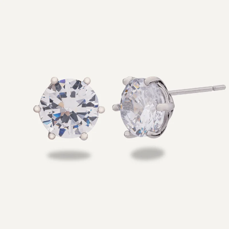 stud earrings for women -diamond necklaces for women -Kylie Cubic Zirconia Stud Earrings In Silver-Tone