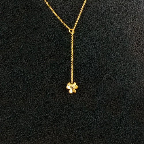 contemporary necklaces for women -personalized engraving necklaces for women -Flower Lariat Necklace with Diamond Center