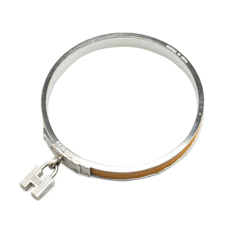 elegant crystal bracelets for women -charm necklaces for women -Hermes  Leather Metal Bangle (Pre-Owned)