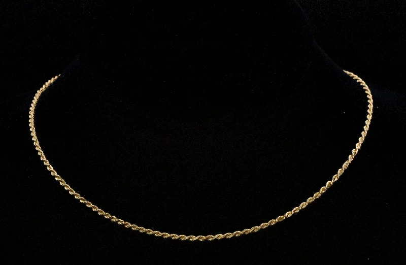 dainty necklaces for women -dainty necklaces for women -Vintage 14K BROKEN Rope Link Chain Necklace - 24"