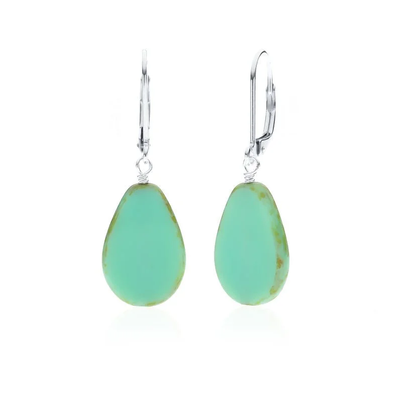 vintage stud earrings -matching necklaces for women -Seafoam Glass Beaded Teardrop Earrings