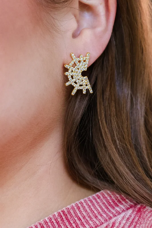 gold drop earrings for women -sterling silver necklaces for women -Rhinestone Cobweb Earrings