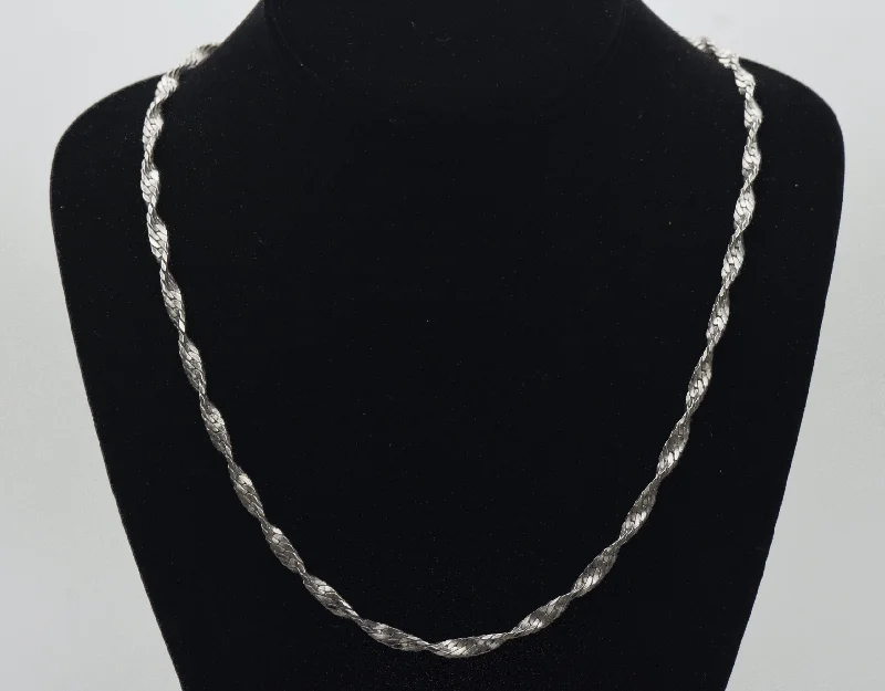 statement necklaces for women -statement necklaces for women -Vintage Silver Tone Metal Twisted Link Chain Necklace - 24"