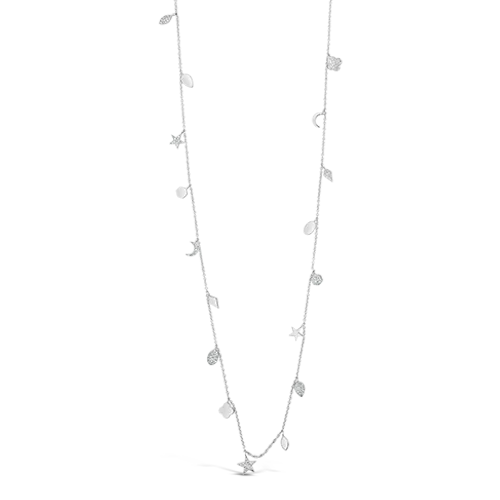 charm pendant necklaces for women -silver chain necklaces for women -Stars, Moons & Clover Diamond Necklace