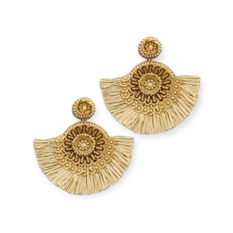 luxury earrings sets -stylish chain necklaces for women -Raffia Fan Beaded Drop Earrings