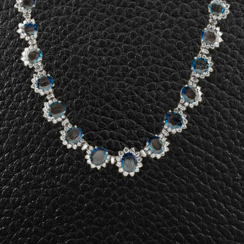 classic diamond necklaces for women -birthday gift necklaces for women -Montana Sapphire Necklace & Earring Set