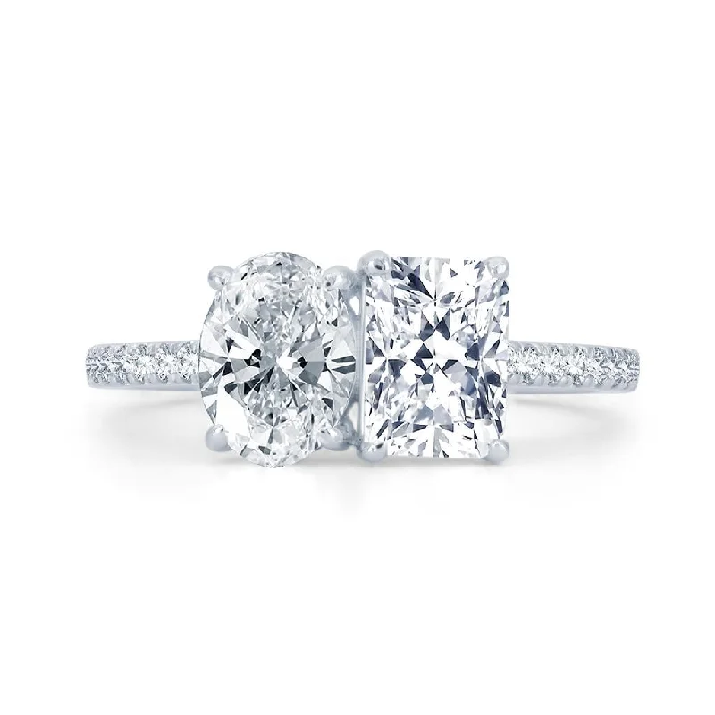 women’s stackable engagement rings -luxury fashion necklaces for women -Rolland's Collection"Toi Et Moi" Diamond Setting