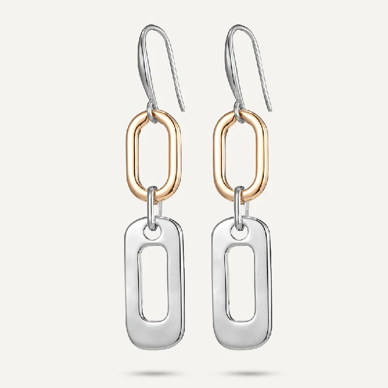 fashion-forward earrings for women -statement pendant necklaces for women -Alesha Hook Contemporary Earrings In Silver & Gold-Tone