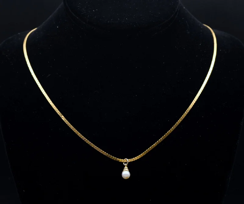 diamond heart necklaces for women -stacked necklaces for women -Napier - Gold Tone Chain Necklace with Faux Pearl Pendant - 23.5"