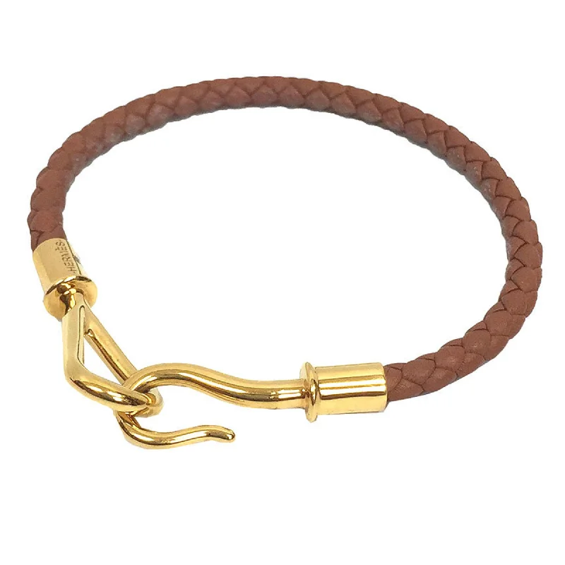 leather bangles for women -women’s pearl pendants -Hermes Jumbo Camel  Brass Leather Charm Bracelet (Pre-Owned)