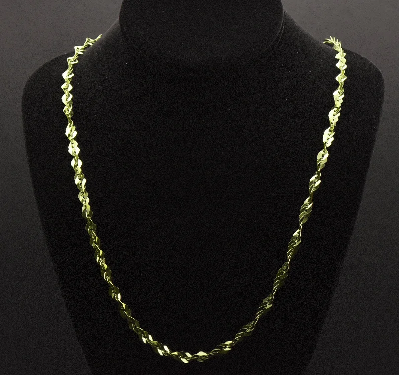 layered gold necklaces for women -stylish modern necklaces for women -Vintage Italian Green Tone Sterling Silver Chain Necklace - 30"