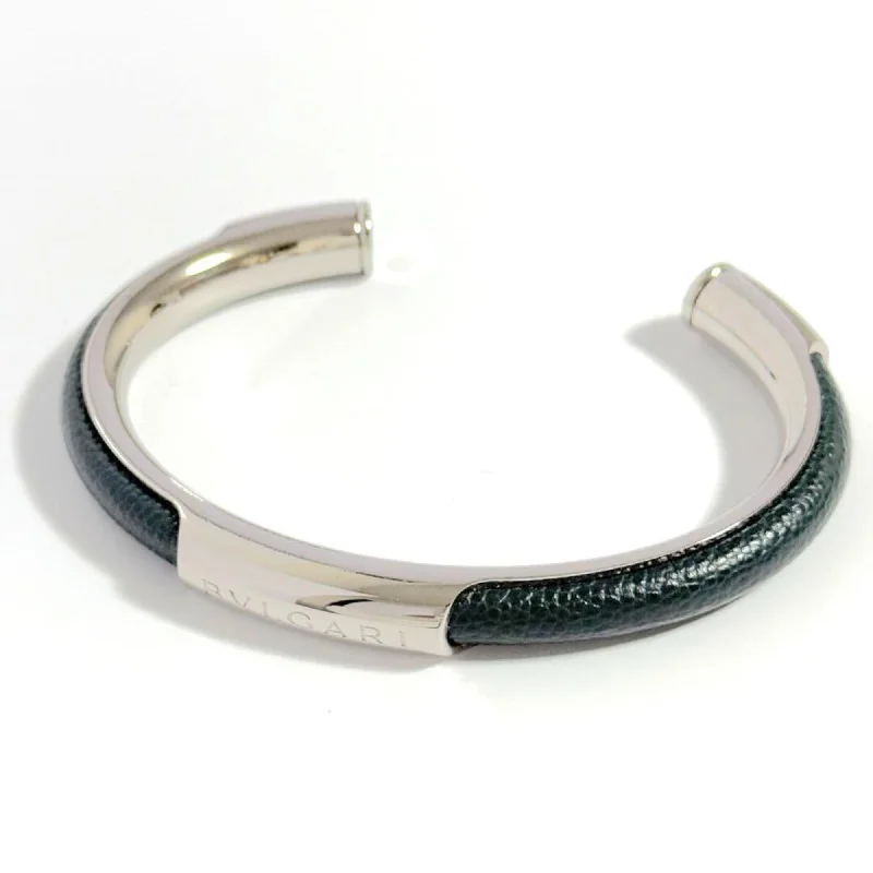 custom charm bangles for women -women’s elegant silver necklaces -Bvlgari  Leather Metal Charm Bracelet (Pre-Owned)