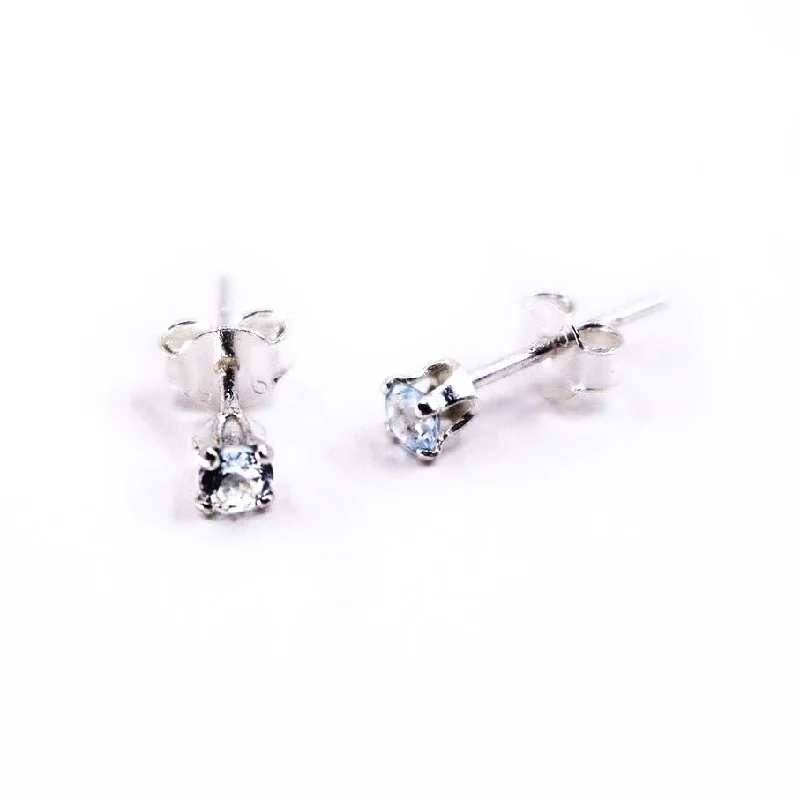 luxury pearl earrings -unique charm necklaces for women -Aquamarine Sterling Silver Stud Earrings