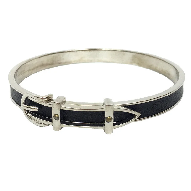 multi-layered bangles for women -silver pendant necklaces for women -Hermes   Brass Leather Bangle (Pre-Owned)