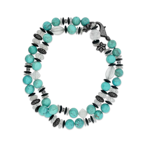 romantic necklaces for women -romantic necklaces for women -Turquoise & Crystal Necklace with Silver & Diamond Accents