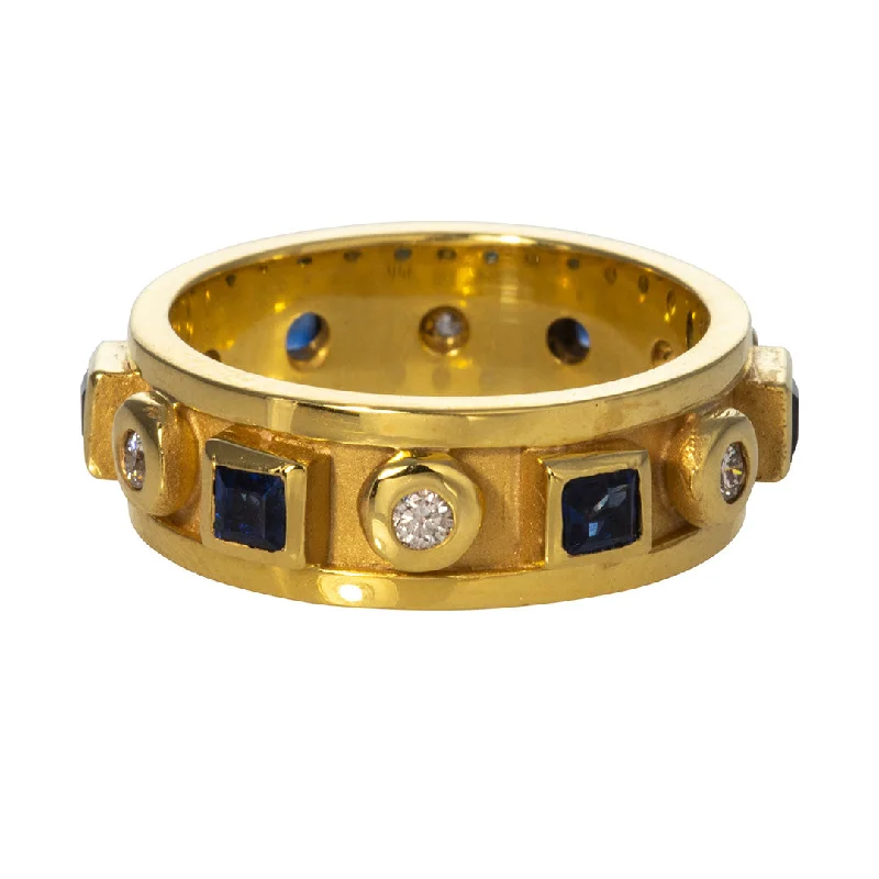 men’s and women’s matching rings -custom name necklaces for women -Mazza Sapphire & Diamond 14K Yellow Gold Ring