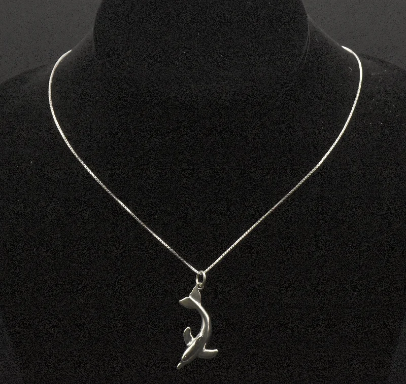 romantic necklaces for women -romantic necklaces for women -Sterling Silver Dolphin Pendant on Sterling Silver Chain Necklace - 18.25"