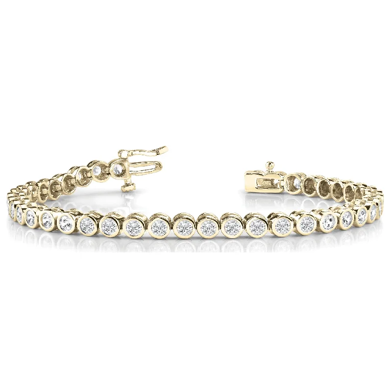 stackable bangles for women -luxury necklaces for women -Bezel Set Round Diamond Tennis Bracelet