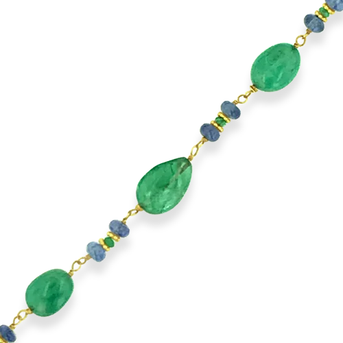 layered necklaces for women -layered necklaces for women -Emerald & Sapphire Bead Estate Necklace