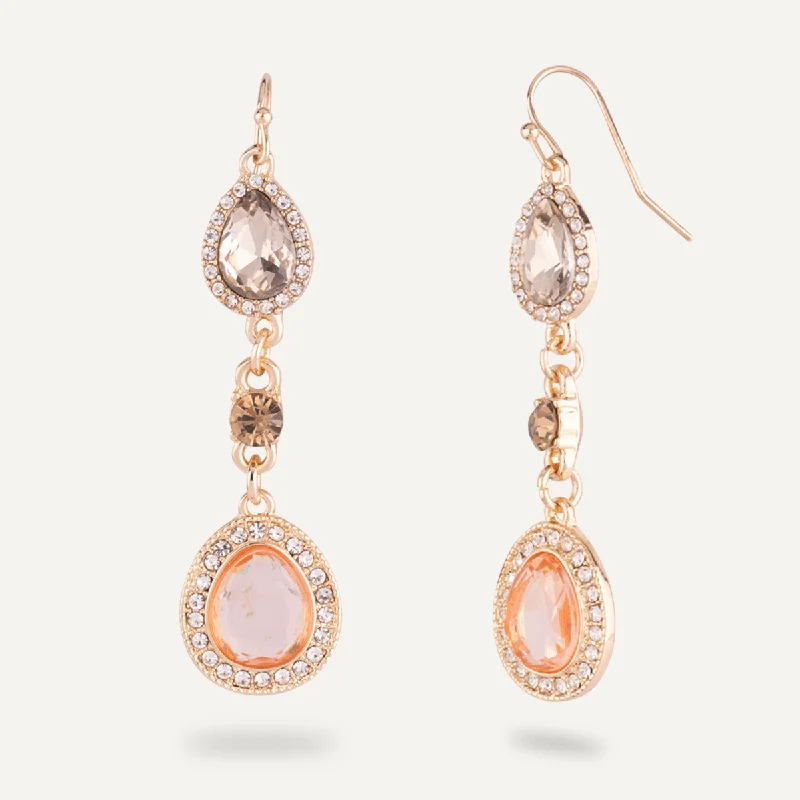 luxury diamond earrings -classic necklaces for women -Vivienne Multicoloured Crystal Teardrop Dangle Earrings In Gold-Tone