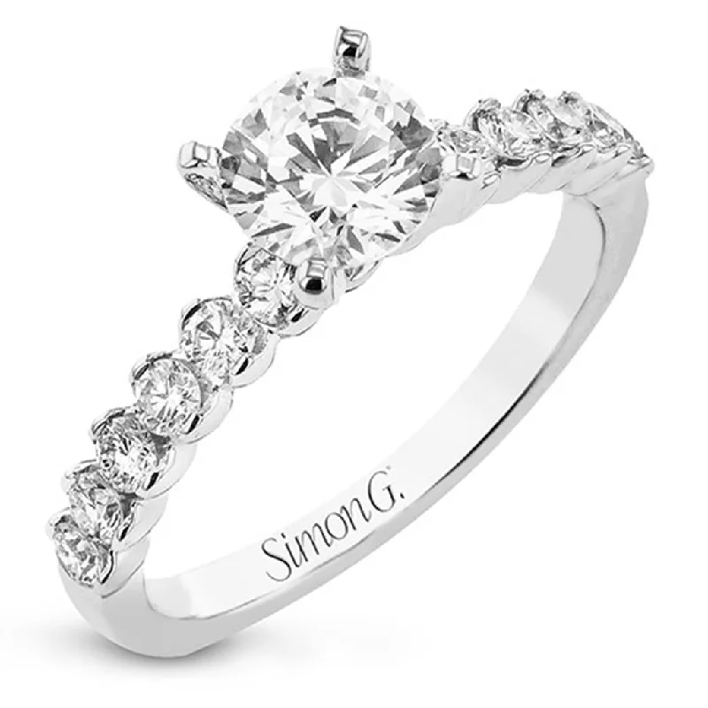 radiant-cut diamond engagement rings -personalized engraved necklaces for women -Simon G. Diamond Setting