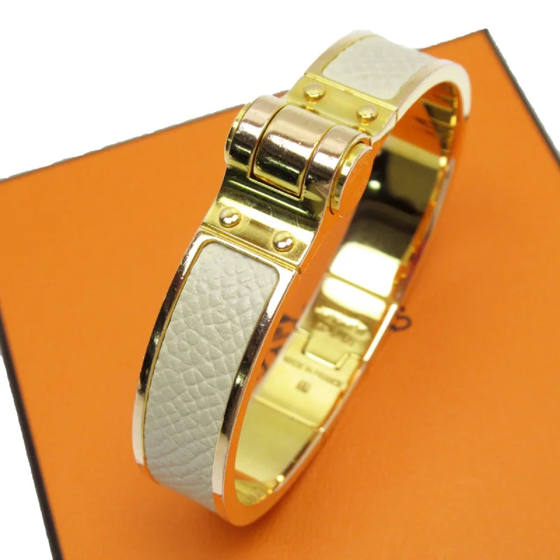 women’s bangle bracelets for parties -wedding day necklaces for women -Hermes Leather Metal Bangle (Pre-Owned)