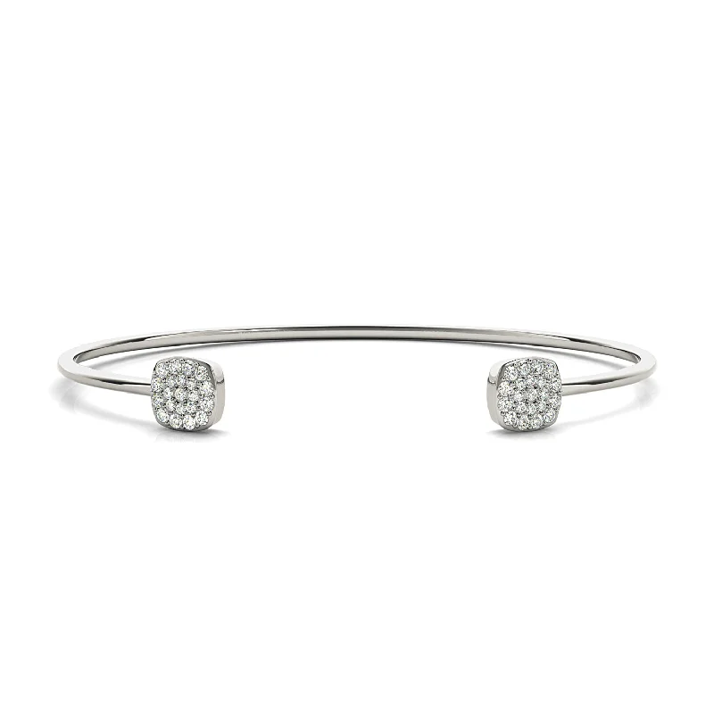 vintage style bracelets -classic diamond necklaces for women -Cushion Cluster 0.35 ctw Round Diamond Cuff Bangle Bracelet