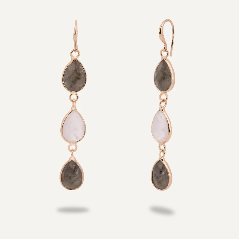 hoop earrings for evening wear -men’s and women’s matching necklaces -Moonstone & Labradorite Drop Earrings In Gold-Tone