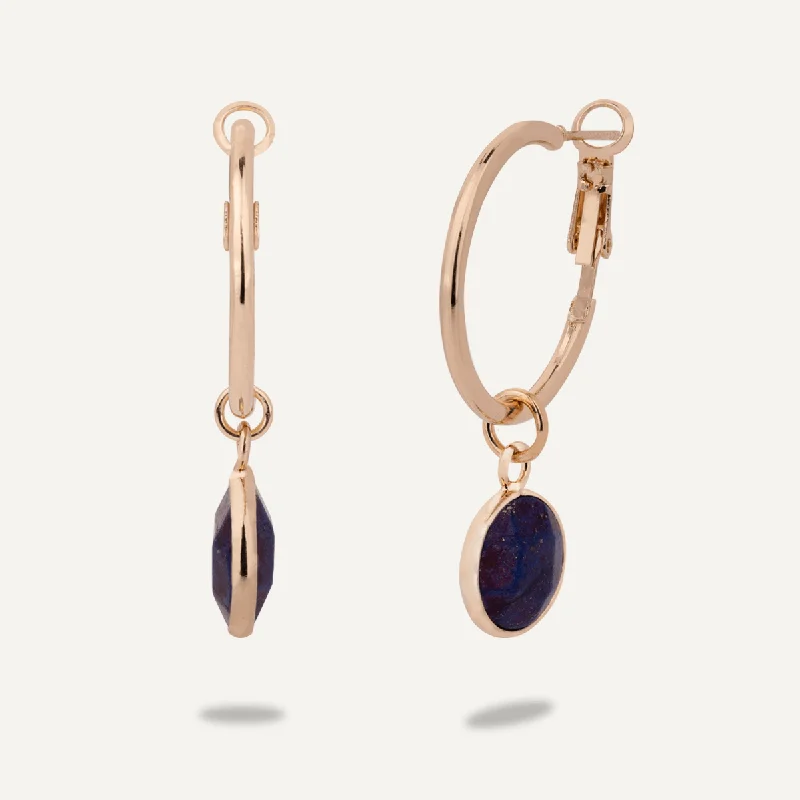 custom-designed hoop earrings -double chain necklaces for women -Lapis Circular Lever Earrings In Gold-Tone