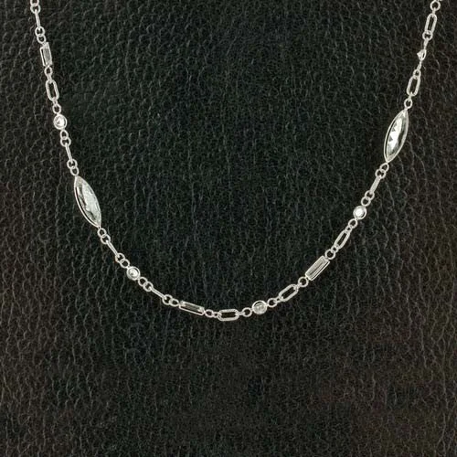 modern necklaces for women -modern necklaces for women -Diamond Studded White Gold Chain Necklace