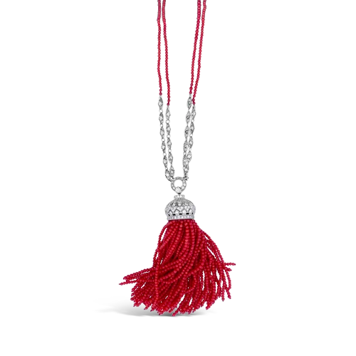 fashion necklaces for women -fashion necklaces for women -Coral & Diamond Tassel Necklace