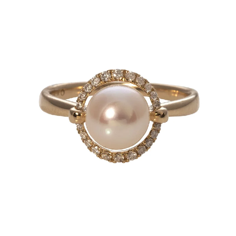 unique rings for women -fashion necklaces for women -Freshwater Pearl & Diamond Halo 14K Gold Ring