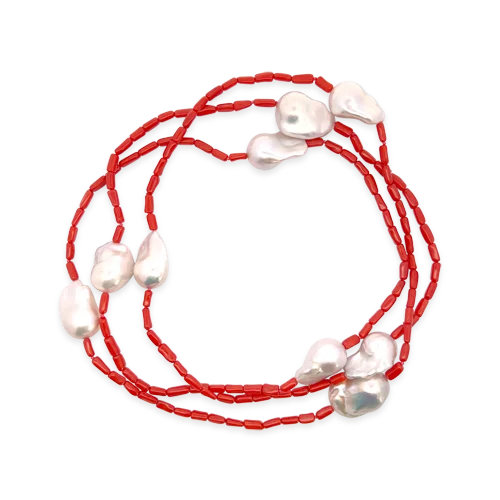 pearl necklaces for women -pearl necklaces for women -Baroque Pearl & Coral Necklace