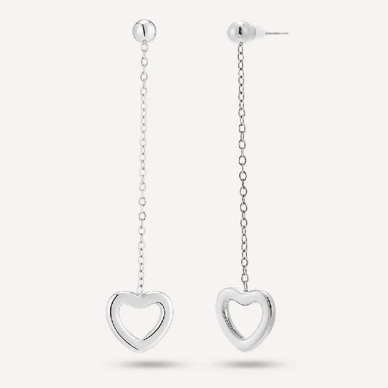 luxury earrings sets -stylish chain necklaces for women -Heart Shape Post Earrings In Silver-Tone