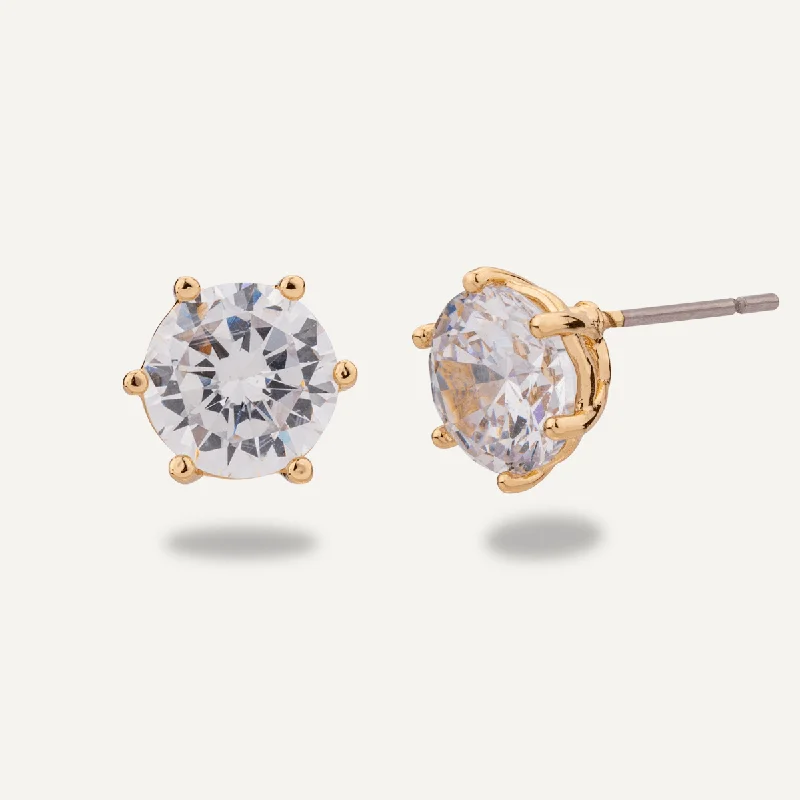 crystal drop earrings -women’s elegant silver necklaces -Kylie Cubic Zirconia Stud Earrings In Gold-Tone